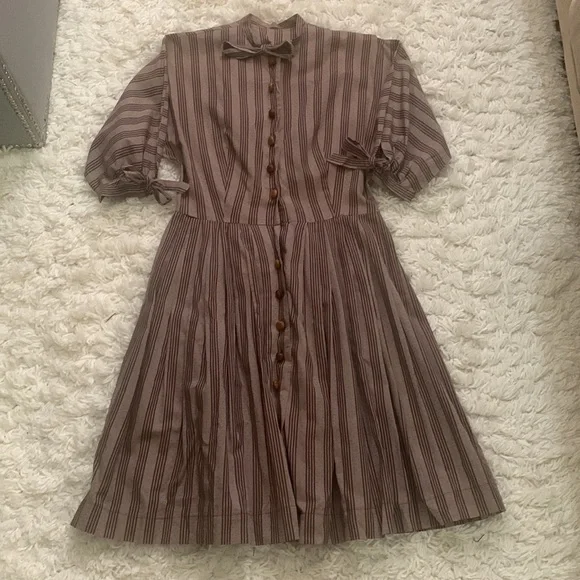 VINTAGE Brown Stripe Dress - Picture 1 of 4